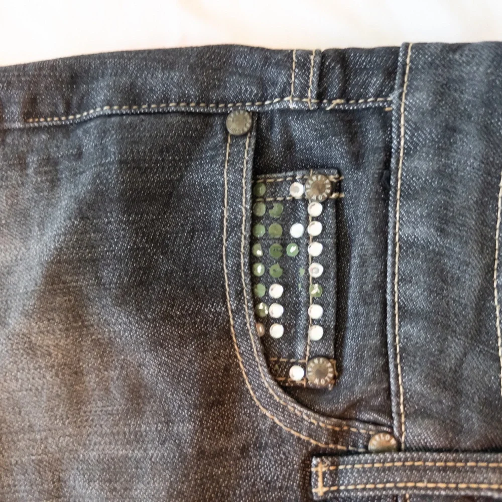 Y2k rhinestone denim mini skirt size 9 farlow jeans - Picture 4 of 8